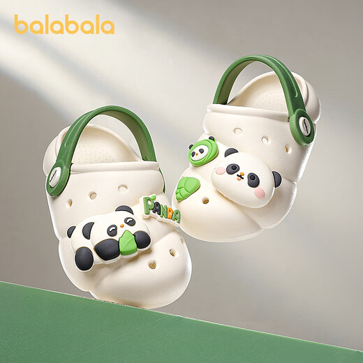 Balabala Children's Shoes Children's Crocs Shoes Boys Girls Sandals Cartoon Panda Shoes 2025 Summer New Style Off-White 26