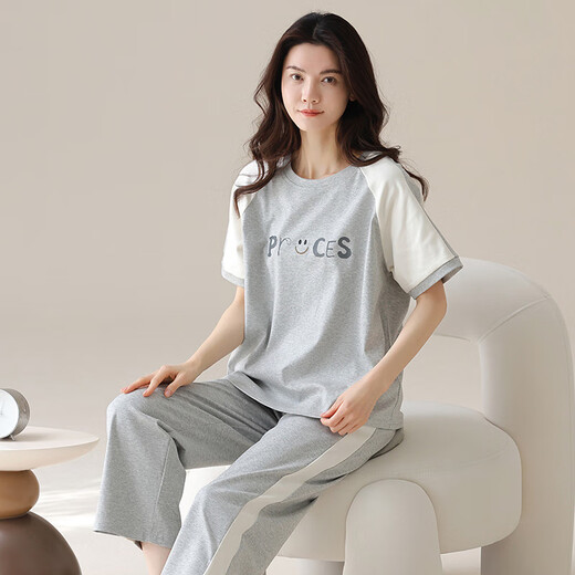 Yalu 2025 Neue Frauen Pure Cotton Pyjamas Set Summer Kurzärmelige Hosen koreanische Baumwollkleidung im koreanischen Stil für Frauen im zweiteiligen Großhandel 9721 m