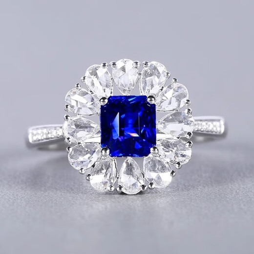 HEEKAIYI Sapphire Ring Female Royal Blue 18K Gold Diamond Ring Chinese Valentine's Day Birthday Gift for Wife and Girlfriend Selected 1.1 Carat/Royal Blue/Double Certificate
