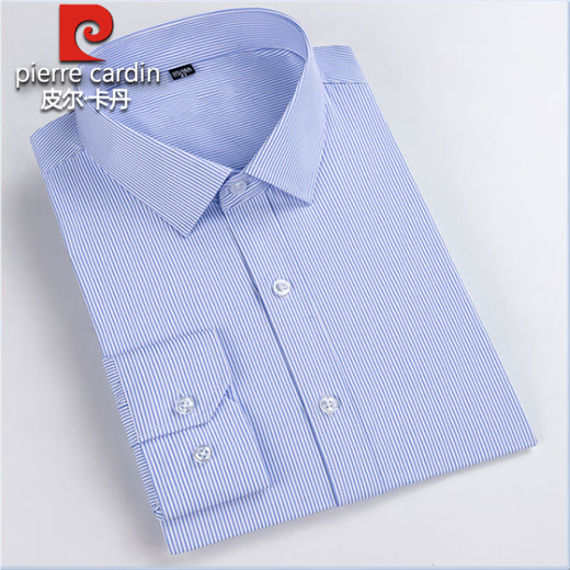 Pier Cardin Auténtico Xinjiang Camisa de hierro Pure Cotton Free Iron Free de manga larga para hombres 2025 Spring de mediana edad y edad avanzada Anti-Wrinking Formal Wear Camiseta de pulgada a rayas 8W6626 40 130 ~ 140