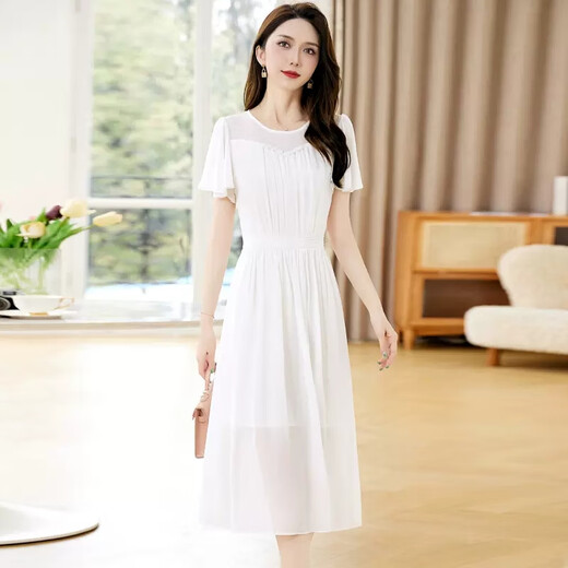 Ehangy国际轻奢女装高端连衣裙夏季新款2025时尚气质百褶显高收腰裙子 粉色【高端礼盒】 XL