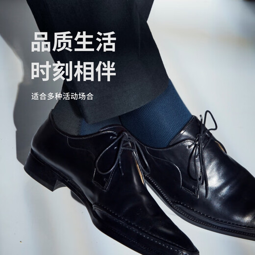 百富（BYFORD）官方旗舰/商务袜子男士中筒袜夏季防臭棉袜绅士袜9738S 黑色