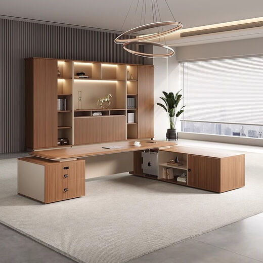 Chengyu Boss Desk Simple Modern Leadership Office Desk Light Luxury Office Desk and Chair High-end President Desk Boss丨Light Luxury丨2.6 Meter Luxurious Boss Desk + Blister Surface Zhuowei Oak Blister Boss Desk丨Multimedia Cable Box