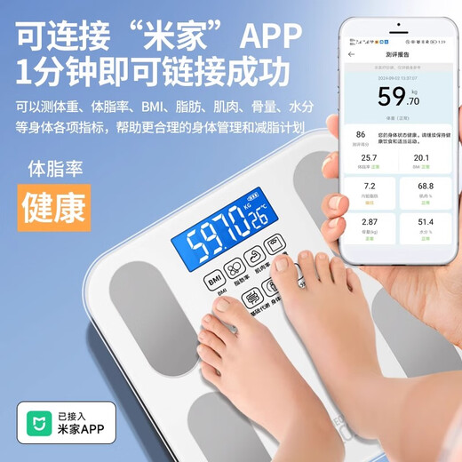 Xiaomi household weight scales, high-precision electronic scales, small charging scales, weight loss, body weight loss, body fitness, sports and health [hot product] body fat called white