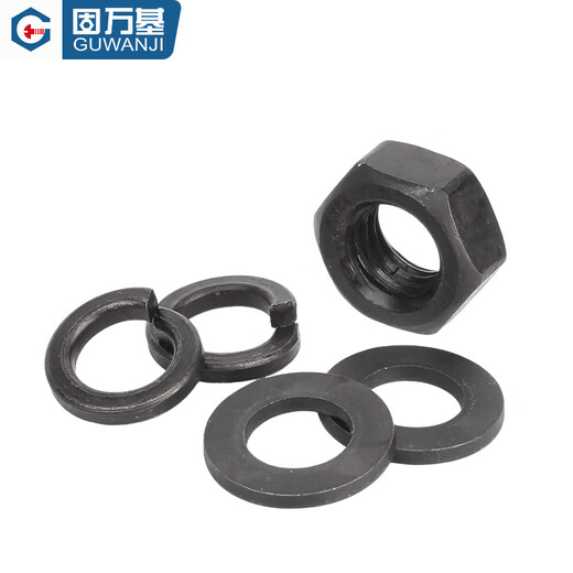 Guwanji grade 8.8 high-strength hexagonal nut, screw cap, flat washer, spring washer set combination MM2M3M4M5M6M8-M36 iron white zinc M16 20 sets