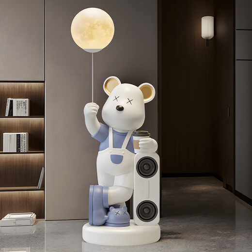 Jizhao Violent Bear Large Ornament Floor-standing Living Room TV Cabinet Sofa Next Home Decoration Housewarming Gift Blue Bluetooth Speaker + Piggy Bank 115CM No Specifications