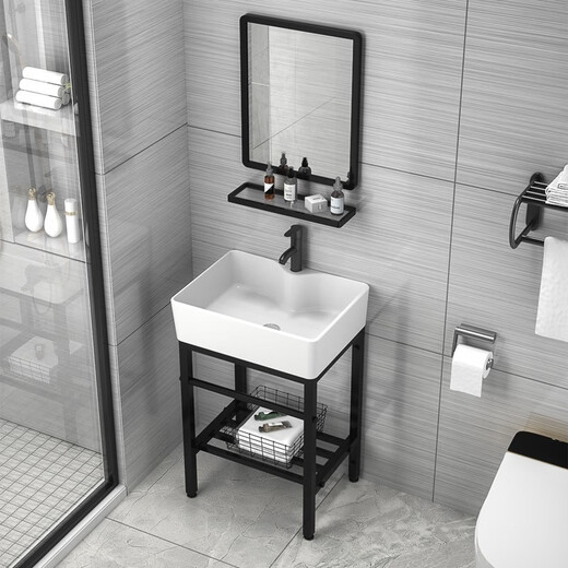 JPHZNB Floor-Sanding Forme Bathroom Wash Basin Small Apartment Bracket Mand Basin lavabo Basin Basin Armoire de salle de bain 4837E BASIN + DRAIT DE STAND