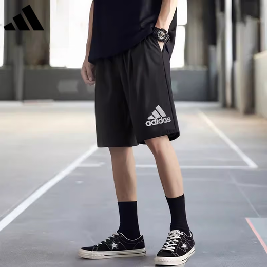 阿迪达斯 （adidas）男子足球健身速干透气五分裤训练运动短裤GK9602官方旗舰正品 IC1484经典速干黑条纹 XL