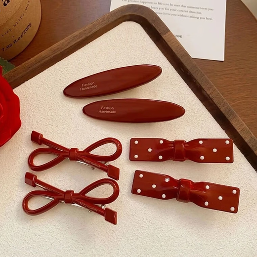 Anchor red polka dot bow hair clip, cute white bangs clip, sweet grabber clip, side clip hair accessories for women, red polka dot hollow butterfly 2 pieces