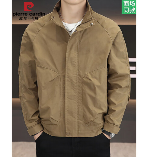 Pierre Cardin Genuine Stand Collar Casual Jacket Men's Spring and Autumn Wear 2025 New Versatile Workwear Top Men Green Spring and Autumn Model XL 120-135Jin Jin is equal to 0.5 kg