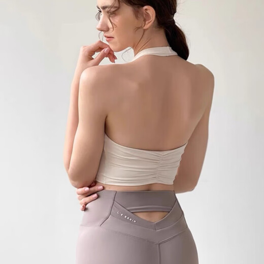 ALO YOGA quick-drying yoga vest women's all-in-one bra padded underwear Pilates sports fitness top off-white L