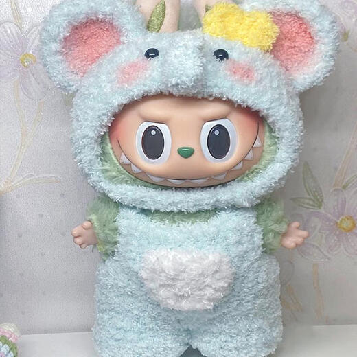 Kleidung 17 cm Makkaron Labubu Puppe Kleidung Labubu Puppen Kleidung Labubu Kleidung Butterbär Overalls + T-Shirt + Hut ohne Schuhe
