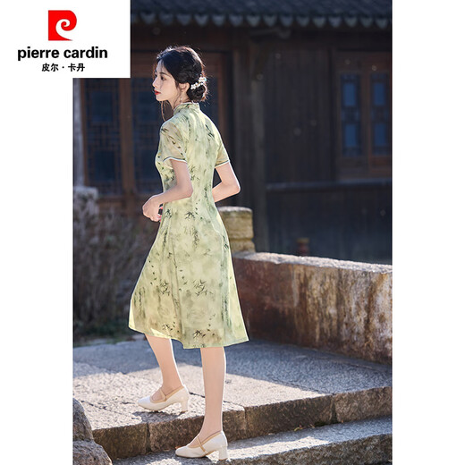 皮尔卡丹（PIERRE CARDIN）新中式改良旗袍2025新款夏季少女年轻款中国风日常奥黛连衣裙短款 绿色 HM7027 2XL