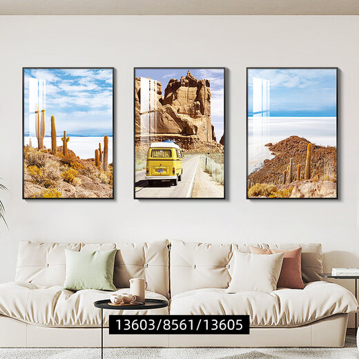 Peinture murale suspendue pour fond de canapé 2025, dernière décoration de salon simple et élégante, peinture de style nordique moderne, style ins 13603/8561/13605 40*50, cadre doré élégant, image en cristal