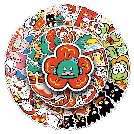 
50 hand-painted Sanrio New Year stickers cartoon Yugui Dog KT cat mobile phone computer waterproof glue-drop stickers 50 hand-painted Sanrio New Year style-1049
