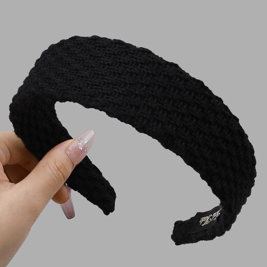 Press hair band 2025 new high-end knitted clip female style fashionable face wash headband headband headband 1# black classic versatile