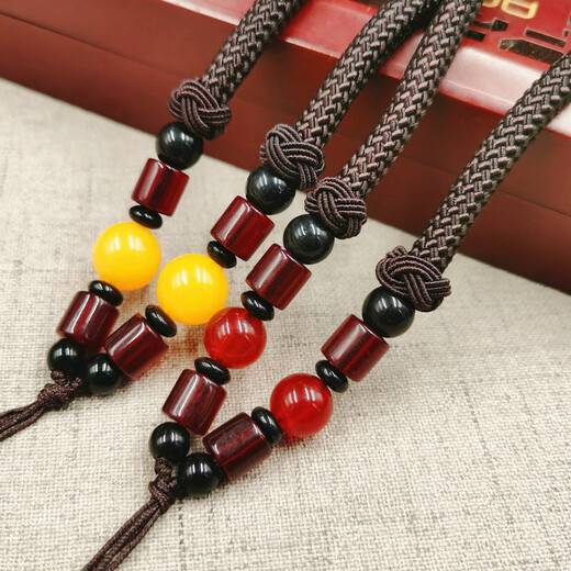 DIY handle rope hand-woven handle pieces lanyard jade slingshot lost rope hand-made toy car lanyard wholesale red round beads 1