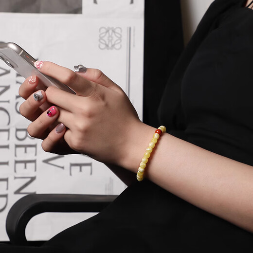 Natural raw mineral, Russian material, white flower beeswax, old-style barrel bead bracelets, Buddhist beads and cultural toys, original fine products for women, fine plain bracelets with a diameter of 7mm