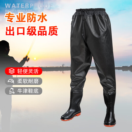 Gesufan waist-length waders, thickened waterproof and wear-resistant fishing rain pants, one-piece rain boots, fishing leather forks, main picture 36 shoes