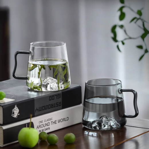 Kitchen helps Japanese glass cup household large capacity water cup resistant to high temperatures in summer thickened mountain viewing green tea cup creative drinking water cup 9195 mountaineering cup 450ML