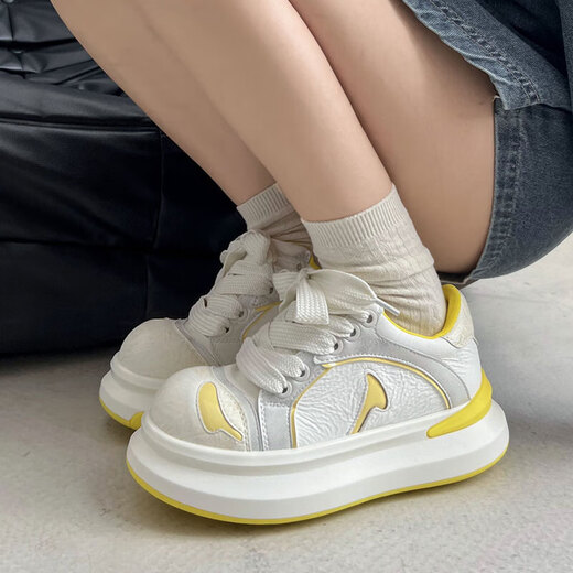 
Graffiti niche design sense board shoes for women ins trendy 2025 spring and summer new color-blocking thick-soled height-enhancing casual sports shoes Panda color [upgraded wear-resistant film] 37