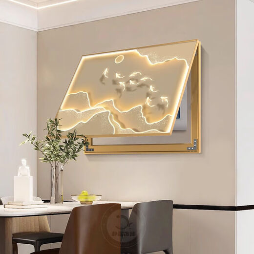 Electric box shielding cover with backing electric meter box decorative painting blocking light luxury landscape with hanging painting cream wind gate box mural H2-with backing A 40*30 can accommodate 33*23 gold frame