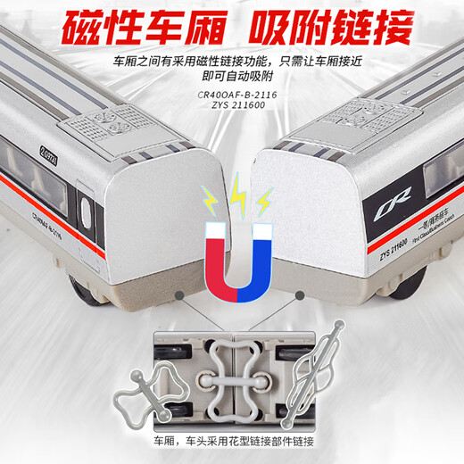 高铁玩具火车遥控合金复兴号动车模型玩具仿真和谐号儿童电动男孩 【纯电动版】合金复兴号 三节 白