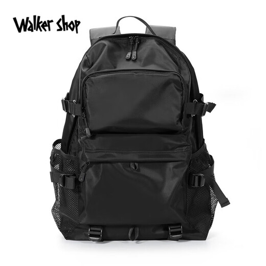 Walker Shop 轻奢背包多功能日常通勤双肩包2025新款时尚轻便休闲旅行包 黑色