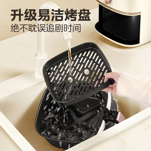 Midea-Luftfritteuse muss nicht umgedreht werden, sichtbar, großes Fassungsvermögen, vollautomatischer Haushaltsofen, multifunktional, antihaftbeschichtet, leicht zu waschen, berührungsgesteuert, zartes Braten mit Mikrodampf, kein Umdrehen erforderlich, Frittieren und Backen alles in einem KZE5089 Doppelknopf-Temperaturregelung – 5 l müssen nicht umgedreht werden