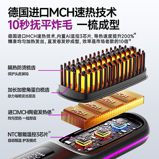Cosmic Rubik's Cube straight hair comb with negative ions that won't hurt your hair. Wireless inner buckle for straight and curly hair. Dual-purpose portable hairdresser for perming. Electric heating comb. High-ceiling fluffy hair care artifact. Chinese Valentine's Day gift for girlfriend.