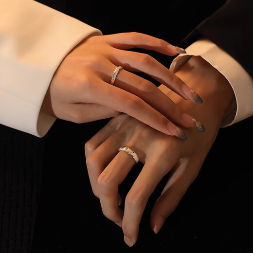 MZMZ Sun and Moon Platinum Couple Ring PT950 Platinum Pair of Rings Wedding Valentine's Day Birthday Gift for Girlfriend and Wife Light Luxury Style - Local Warehouse for Next Day Delivery Women's Style