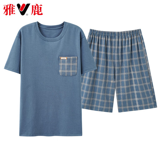
Yalu high-end pajamas for men in summer pure cotton shorts for youth summer thin casual large size for outdoor wear HD-9928 L