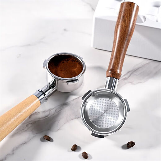 Yum Picture 58 mm à trois bas sans fond / 3899 BAICUI 3833 Machine de café Marseille / Lehehe avec poignée inférieure en bois massif 58 mm Image de miam / xiaofang pro blanc 0,3
