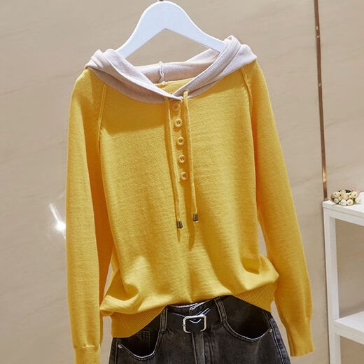 
Yalu hooded sweater women pullover loose long-sleeved thread spring and autumn sweater versatile tops underwear white base shirt white M suggests 90-110Jin [Jin equals 0.5 kg]