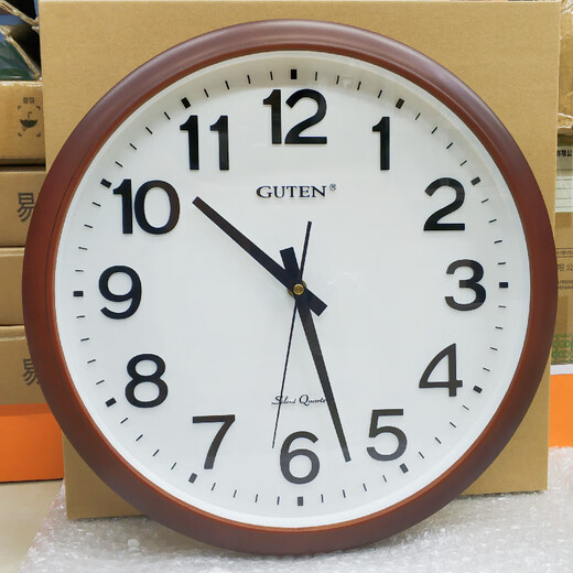 GUTEN wall clock (GUTEN) wall clock large living room school simple round quartz wall clock conspicuous large font wall clock 3883 matte black ____ diameter 34 cm others