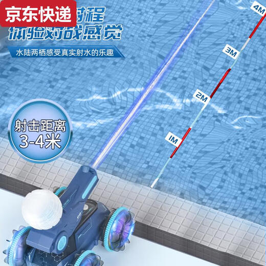 奇立彩儿童水陆两栖遥控车玩具坦克船四驱水上汽车快艇自动吸水可发射 升级双花洒-水陆两栖怪兽绿色-自 双电版可玩约80分钟送遥控电池