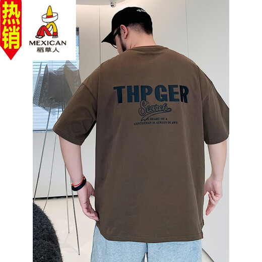 Vogelscheuche Sommer Japaner Retro lässig kurzärmelig T-Shirt für Männer Fett plus Größe loser lässiger Baumwolle halbärmelig T-Shirt A6623-Weiß 2xl