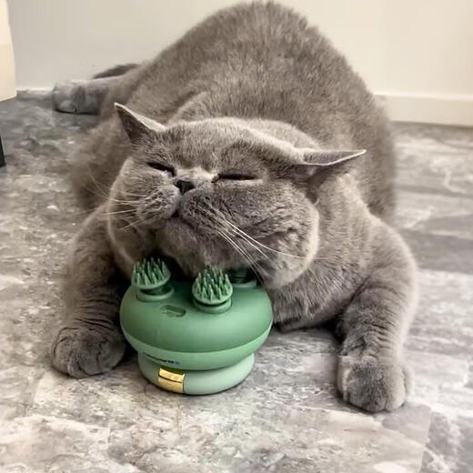 Jingmengyuan Cat Massage Head Artifact Pet Automatic Massage Instrument Dog Tickle and Grooming Massager for Cats and Dogs Pink