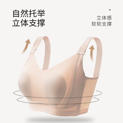 Adjustable Bra Secret Painting Big Breast Underwear Women's Thin Breast Revealing Underwire Bra Sagging Seamless Pinch-Up Blue Brown Leopard Print + Pink Leopard Print L (36/80B-D Cup)