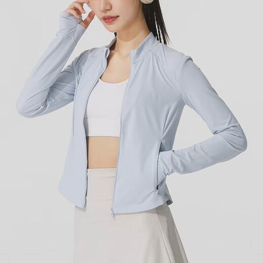 阿迪达斯（adidas）外套女装2025夏季新款运动服遮阳防晒衣修身立领上衣夹克KE5780 KE5780浅蓝 UPF50+ S