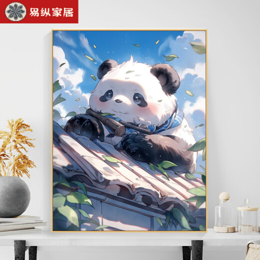 Pintura de aceite digital de panda de estilo chino fácil de ganar enmarcado y enmarcado estilo moderno moderno 40cm50cm Tamaño de nivel de entrada 40C B1049 PROTECCIÓN DE OJO PLATA DE COLOR 30 ANCHO 40HEight X Solid Wood Inner Frame + Pigment Brush