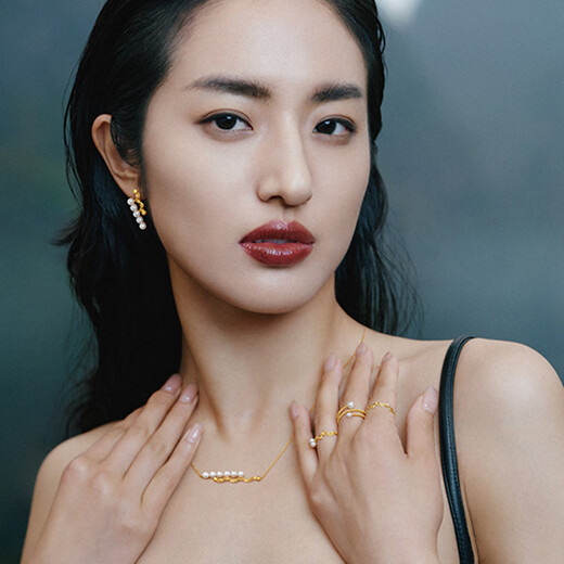 Chao Acer Filigree Yunqi Gold Pearl Ring Women's Pure Gold Filigree Hand Jewelry Stacked for Girlfriend's Birthday Gift TK Women's No. 11