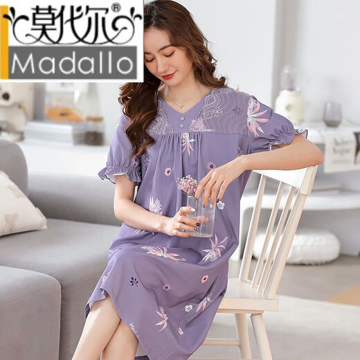 Modal Pyjamas für Frauen Sommernachthemd für modale Baumwolle kurzärmelige Sommernachthemen dünne mittlere und junge Mütter-Hauskleidung Y9906 m (80-100Jin [Jin ist gleich 0,5 kg])
