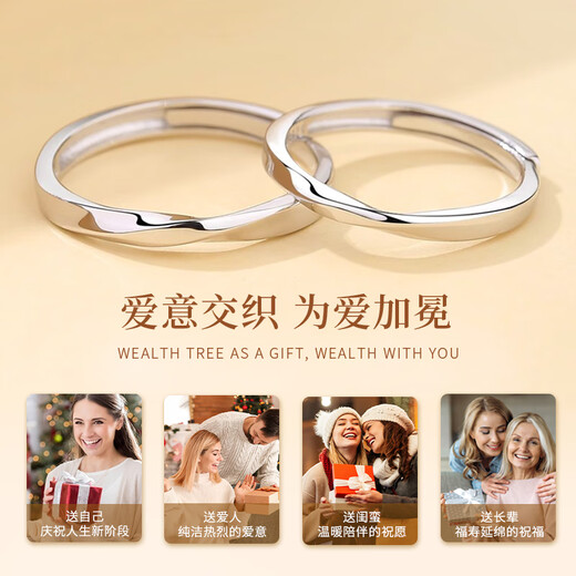 ALLOVE Mobius Couple Ring Men's and Women's Proposal Silver Pair Ring Birthday Gift for Girlfriend and Wife Practical Wedding Gift