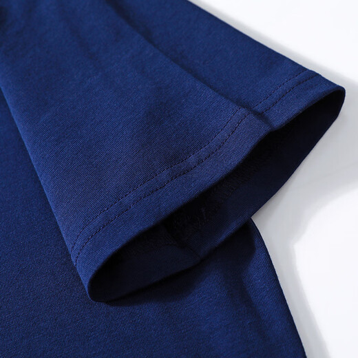Duvanis Kurzärärt-T-Shirt für Frauen 2025 Neue amerikanische Frauen mittleren Alters mittleren Baumwolltibetanblaues High-End-T-Shirt für Frauen losen runden Hals 6161 Marineblau