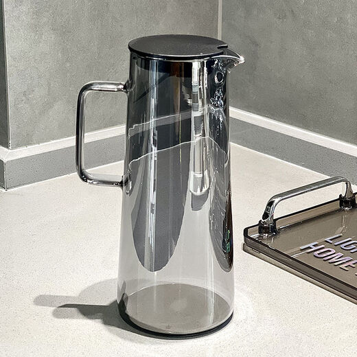 Renowned Nordic Feng Shui set household cold kettle glass living room drinking cup family hospitality tea cup high-end 1 glacier pot + 6 ice pattern cups + tray + cup holder