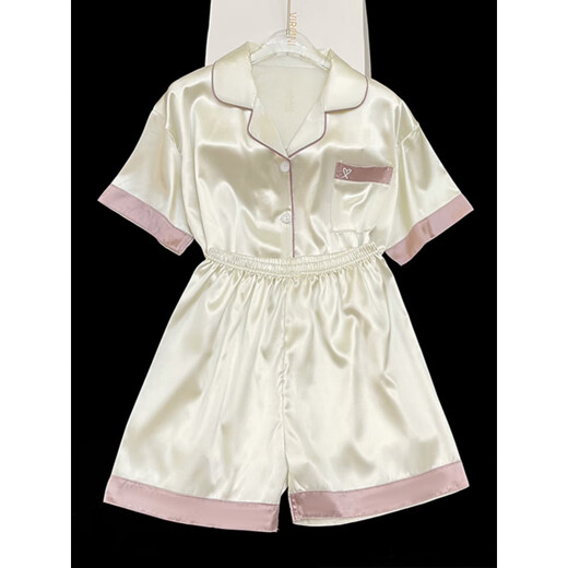 北极绒2025年新款睡衣女士短袖夏季薄款可外穿家居服套装春夏天 FS_9214#开衫双短 蕾丝口袋 2XL