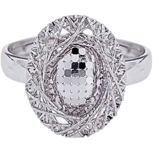 Laofu Gold Platinum Hollow Live Wire Wound Fish Scale Dove Egg Ring for Girlfriend as a Birthday Gift, About 6.43g