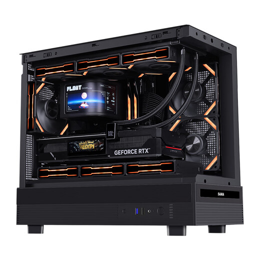 SAMA Xiaojinghong black MATX sea view gaming computer case 270 panoramic/double-sided glass/support 360 water cooling/9 fan positions/410mm long graphics card/U2+U3