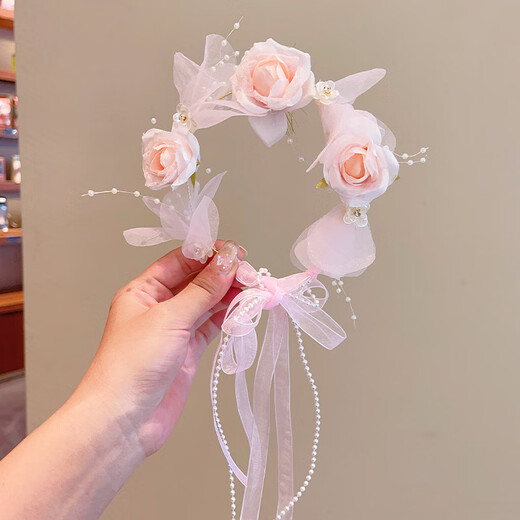 ENRMIIV Super Fairy Garland Headband Girl Princess Headdress Sweet Streamer Braided Hair Headband Forest Style Flower Girl Flower Luminous Headband 2# Super Fairy Flower Streamer Headband - White
